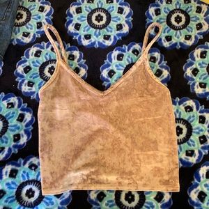 tan velvet crop tank